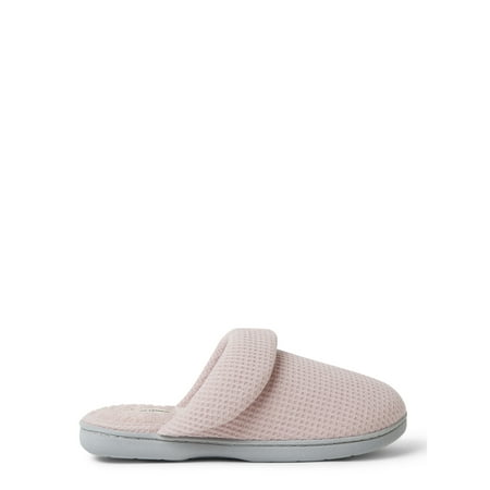 Dearfoams Women s Eleanor Waffle Knit Scuff with Memory Foam Slippers