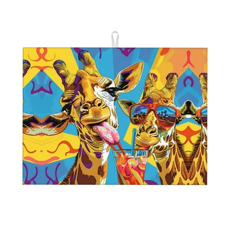 Dish Drying Mats for Kitchen Counter - Colorful Giraffes with Drinks 18x24in Dish Drying Pad Coffee Mat with Hanging Loop Super Absorbent Kitchen Counter Mat Coffee Bar Accessories
Dish Drying Mats for Kitchen Counter - Colorful Giraffes with Drinks 18x24in Dish Drying Pad Coffee Mat with Hanging Loop Super Absorbent Kitchen Counter Mat Coffee Bar Accessories
