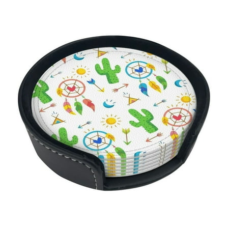 Round Pu Leather Coaster Green Cactus Seamless Art Heat - Resistant Beverage Cup Mat-Fancy Decor For Kitchen Office Dining Room Table - Drink Protector 6-Slice
Round Pu Leather Coaster Green Cactus Seamless Art Heat - Resistant Beverage Cup Mat-Fancy Decor For Kitchen Office Dining Room Table - Drink Protector 6-Slice