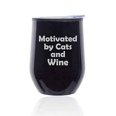 Stemless Wine Tumbler Coffee Travel Mug Glass with Lid Motivated By Cats And Wine (Midnight Black)
Stemless Wine Tumbler Coffee Travel Mug Glass with Lid Motivated By Cats And Wine (Midnight Black)