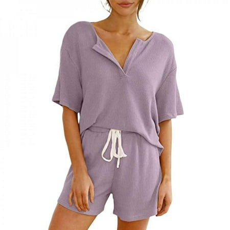 Final Clear Out! 2pcs /Set V-neck Ribbed Tops And Shorts Sleepwear For Women Short Sleeve Pajama Set Loungewear with Pockets Casual Pjs Sets
Final Clear Out! 2pcs /Set V-neck Ribbed Tops And Shorts Sleepwear For Women Short Sleeve Pajama Set Loungewear with Pockets Casual Pjs Sets