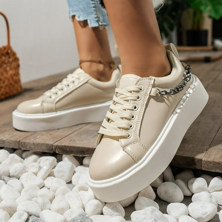 Casual Shoes Fashion Autumn Women Casual Shoes Flat Bottom Thick Sole Round Toe Lace Up Chain Solid Color Comfortable
Casual Shoes Fashion Autumn Women Casual Shoes Flat Bottom Thick Sole Round Toe Lace Up Chain Solid Color Comfortable