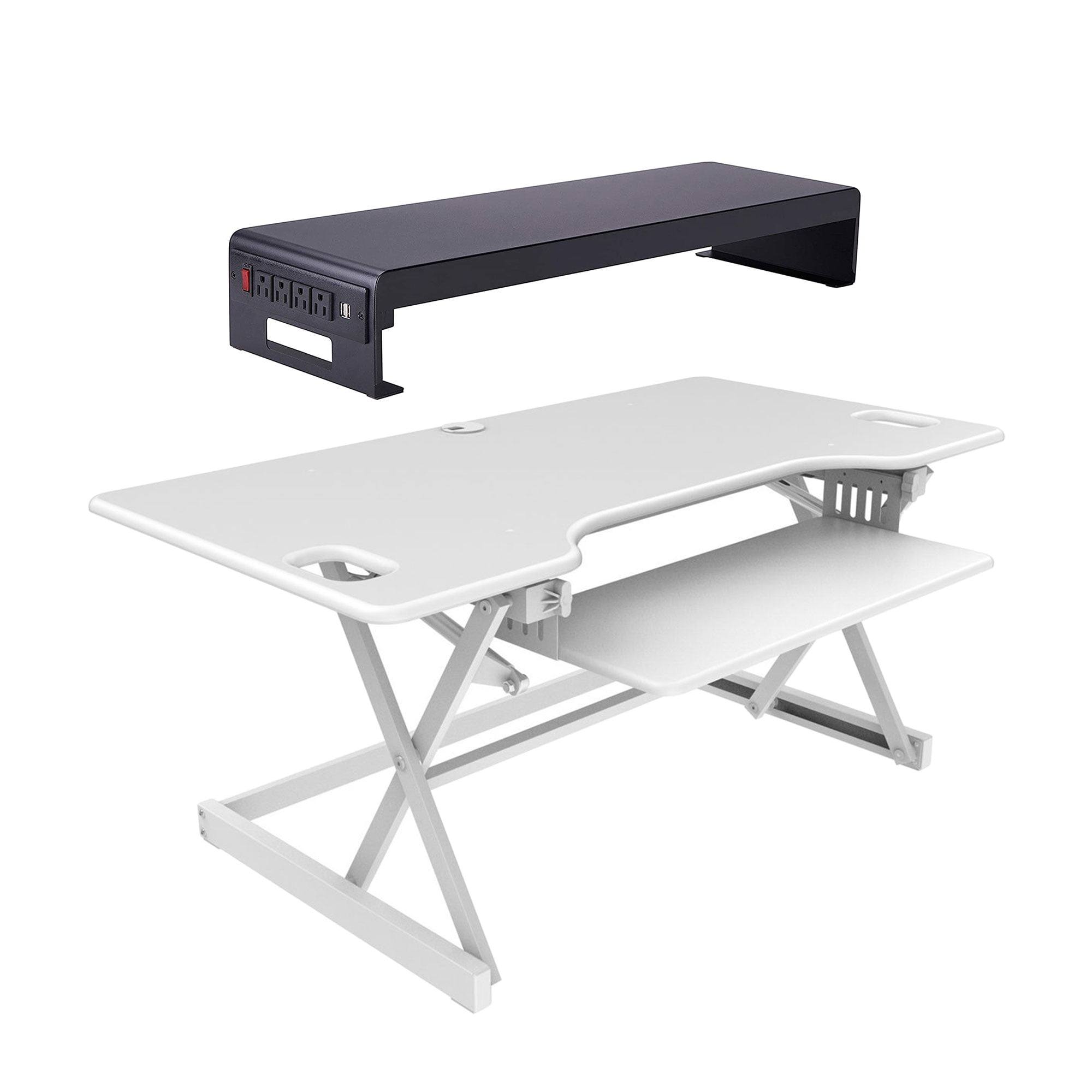 Rocelco 46 Inc Adjustable Standing Desk 30 In Dual Monitor Charging