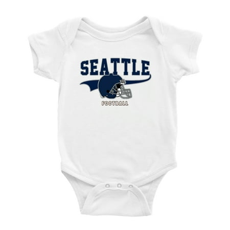 Cute Seattle One-piece Outfits Football Jersey Baby Clothes (White 6-12 Monthes)