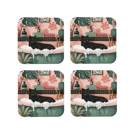 Tideii Black Cat Pink Bathroom for Leather Coasters 4 Pieces Anti-fouling and Anti-scalding Decorative Coasters Suitable for Restaurants Kitchens Coffee Shops-Square
Tideii Black Cat Pink Bathroom for Leather Coasters 4 Pieces Anti-fouling and Anti-scalding Decorative Coasters Suitable for Restaurants Kitchens Coffee Shops-Square
