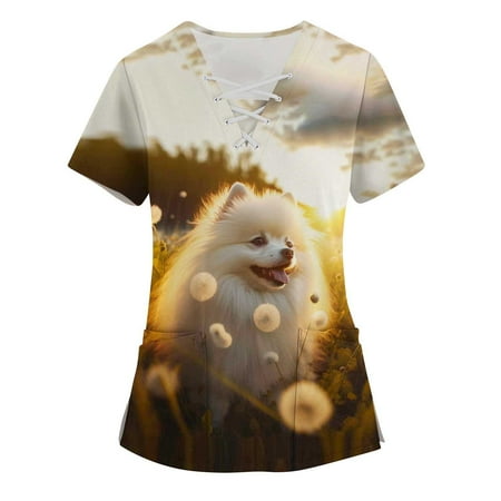 Qcmgmg Scrub Tops Women V Neck Summer Short Sleeve 3D Animal Print T-Shirt Casual Classic Fit Workwear 5XL
Qcmgmg Scrub Tops Women V Neck Summer Short Sleeve 3D Animal Print T-Shirt Casual Classic Fit Workwear 5XL