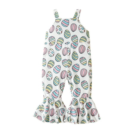 

Calsunbaby Newborn Baby Girl Bell Bottoms Romper Floral Overalls Suspender Flare Pants Easter Jumpsuit Fall Clothes 4-5 Years