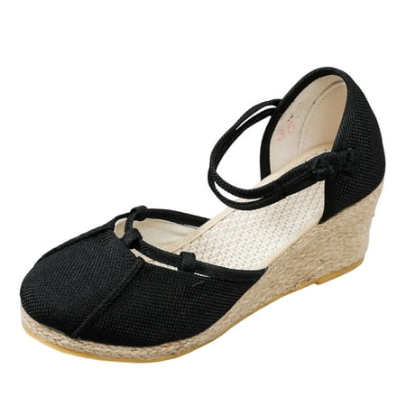 CLZOUD Summer Wedge Sandals for Women Black Women Versatile Fashion Breathable Buckle Strap Summer Slope Heel Sandals 38
CLZOUD Summer Wedge Sandals for Women Black Women Versatile Fashion Breathable Buckle Strap Summer Slope Heel Sandals 38