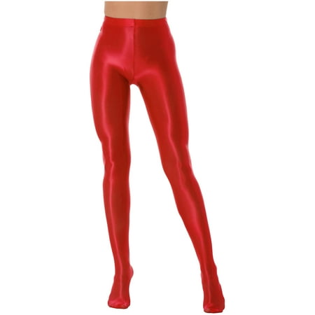 DPOIS Women Shiny Oil Glossy Pantyhose Long Pants Stockings Burgundy XL