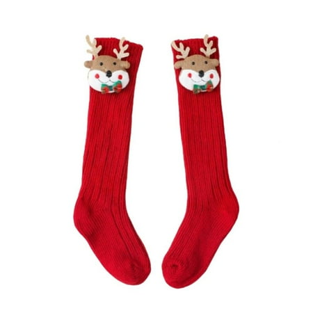 Malisata Baby Christmas Socks Princess Long Socks Non-slip Knee-high Stockings