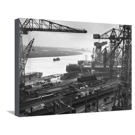 John Brown's Shipyard on the Clyde Stretched Canvas Print Wall Art