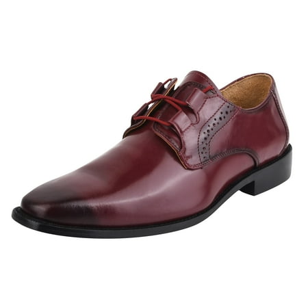 LIBERTYZENO Men Leather Formal Oxford Dress Shoes Burgundy 12