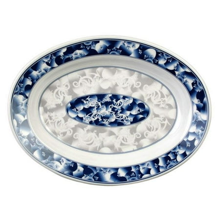 Thunder Group 2114DL Blue Dragon Melamine Deep Oval Platter 14-1/8