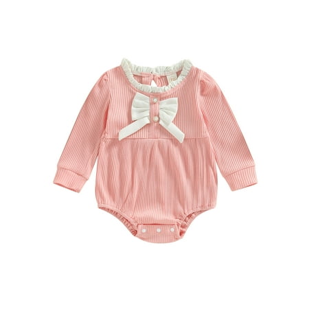 LSFYSZD Newborn Baby Girls Jumpsuits Casual Ruffle Contrast Color Ribbed Long Sleeves Bow Romper for Infant Toddler
LSFYSZD Newborn Baby Girls Jumpsuits Casual Ruffle Contrast Color Ribbed Long Sleeves Bow Romper for Infant Toddler