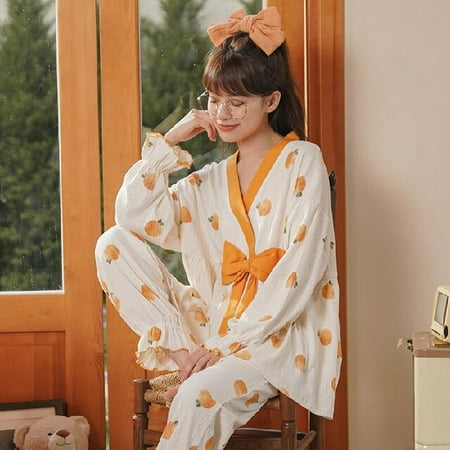 PIKADINGNIS Womens Pajamas Set Autumn Winter Kimono Elastic Waist Sleepwear Set Cotton Womens Long Sleeve Nightwear Print Top Long
PIKADINGNIS Womens Pajamas Set Autumn Winter Kimono Elastic Waist Sleepwear Set Cotton Womens Long Sleeve Nightwear Print Top Long