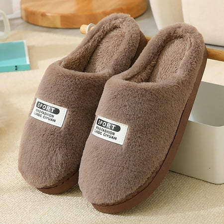 Huilaibazo Slippers For Men 2022 New Couple Men s Winter Home Leisure Non Slip Plush Slippers