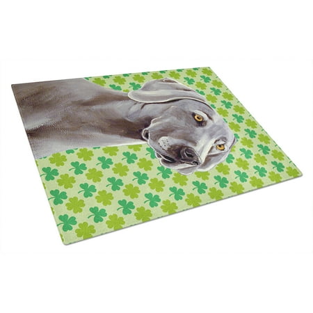 Caroline s Treasures LH9206LCB Weimaraner St. Patrick s Day Shamrock Portrait Glass Cutting Board Large 12H x 16W