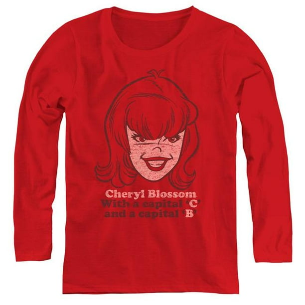 Womens Archie Comics & Cheryl with A C-Long Sleeve Tee, Red - Medium