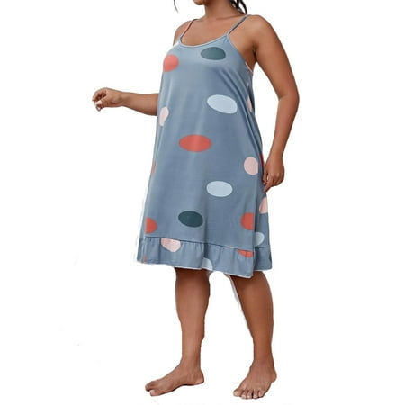 Cute Polka Dot Spaghetti Strap Slip Dress Grey Sleeveless Plus Size Nightgowns & Sleepshirts
Cute Polka Dot Spaghetti Strap Slip Dress Grey Sleeveless Plus Size Nightgowns & Sleepshirts