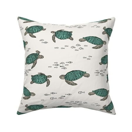 Turtles Turtle Sea Under Throw Pillow Cover w Optional Insert by Roostery