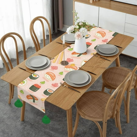 Kawaii Sushi Table Runner Imitation Linen Table Runner With Green Tassels For Party And Dining Room 14 x 60
Kawaii Sushi Table Runner Imitation Linen Table Runner With Green Tassels For Party And Dining Room 14 x 60