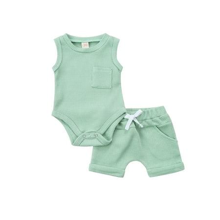 Canrulo Unisex Baby Boy Girl Summer Outfits Basic Solid Waffle Knit Button Sleeveless Romper Bodysuit Shorts Pants 2Pcs Set Pea Green 12-18 Months
Canrulo Unisex Baby Boy Girl Summer Outfits Basic Solid Waffle Knit Button Sleeveless Romper Bodysuit Shorts Pants 2Pcs Set Pea Green 12-18 Months
