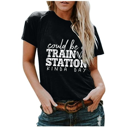 Short Sleeve Womens Tops Clearance Women s Summer Casual Round Neck Print Short Sleeve Top Blouse T-Shirt Basic Tees for Women Black S
Short Sleeve Womens Tops Clearance Women s Summer Casual Round Neck Print Short Sleeve Top Blouse T-Shirt Basic Tees for Women Black S