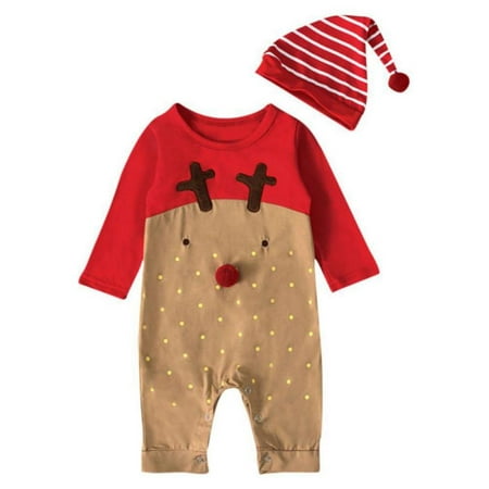 Topumt 2pcs/set Newborn Baby Boy Girl Romper Long Sleeve Christmas Red Nose Reindeer Jumpsuit+Hat
Topumt 2pcs/set Newborn Baby Boy Girl Romper Long Sleeve Christmas Red Nose Reindeer Jumpsuit+Hat
