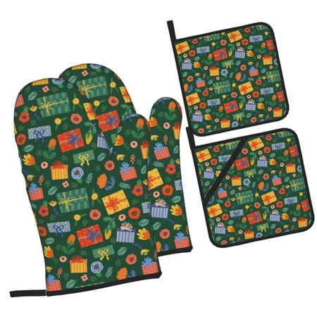 Daiia Christmas Gift Pattern Oven Mitts and Pot Holders 4 pcs Set High Heat Resistant 500 Degree Extra Thicken Long Kitchen Cotton Oven Glove
Daiia Christmas Gift Pattern Oven Mitts and Pot Holders 4 pcs Set High Heat Resistant 500 Degree Extra Thicken Long Kitchen Cotton Oven Glove