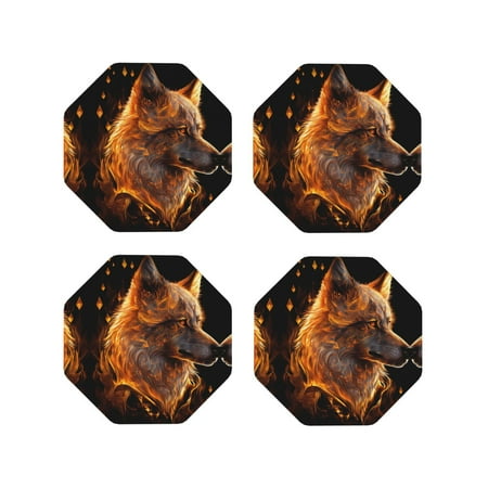 Leather Coasters Set of 4 - Gold Flame Pattern Wolf Lightweight Non-Slip Drink Coasters for Desk Anti-Scalding Desk Cup Coasters for Office Table Decor Octagon
Leather Coasters Set of 4 - Gold Flame Pattern Wolf Lightweight Non-Slip Drink Coasters for Desk Anti-Scalding Desk Cup Coasters for Office Table Decor Octagon