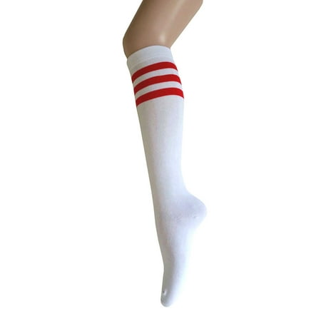 Women and Girls Roller Skate Retro Triple Stripes Tube Knee High Socks In White with Red Color
Women and Girls Roller Skate Retro Triple Stripes Tube Knee High Socks In White with Red Color