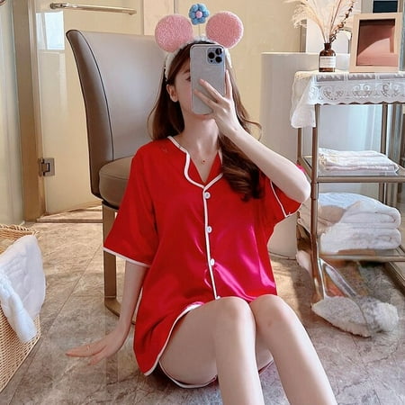 PIKADINGNIS Womens Sleepwear Set Candy Colors Short Set Pajamas for Women Silk Pajama Set Sweet Short Sleeve Top & Shorts Summer Pijama
PIKADINGNIS Womens Sleepwear Set Candy Colors Short Set Pajamas for Women Silk Pajama Set Sweet Short Sleeve Top & Shorts Summer Pijama