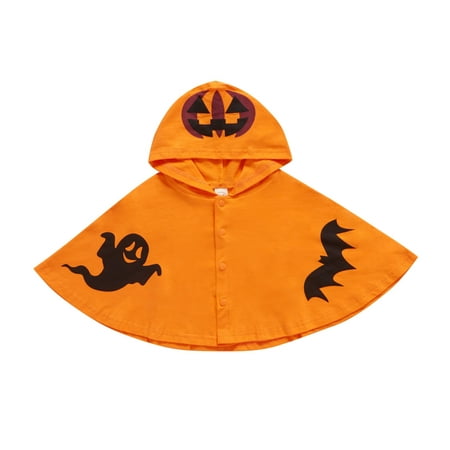 ZHUASHUM Toddler Boys Girls Fancy Party Pumpkin Hooded Robe Kids Hooded Cloak