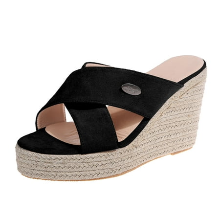 iOPQO Women s slipper Womens Fashion Wedges Platform Slip On Shoes Open Toe Cross Flax Weave Slippers Plus Size Cross Linen Woven Black 40
iOPQO Women s slipper Womens Fashion Wedges Platform Slip On Shoes Open Toe Cross Flax Weave Slippers Plus Size Cross Linen Woven Black 40