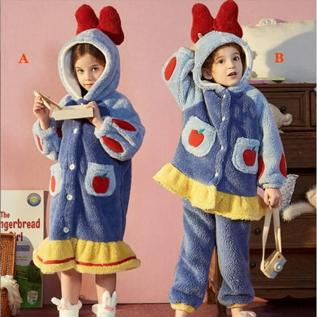 2 Piece Princess Pajamas Coral Flannel Nightgown 110-150CM