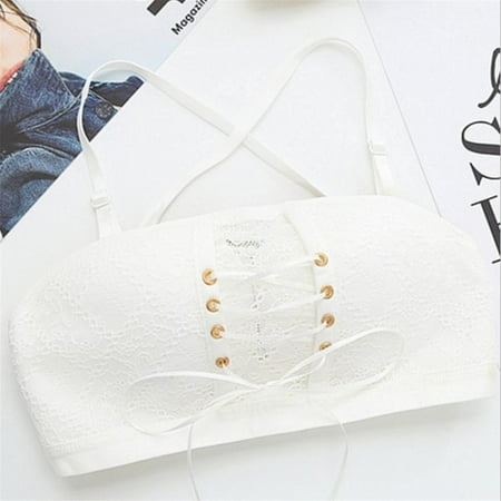 MPWEGNP Women Solid Lace Strapless Stealth Bra Wire Bra Bandage Brassiere Underwear