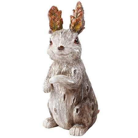 Leaves Rabbit Garden Art Animal Resin Trinket Garden Balcony Outdoor Decoration