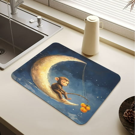 Cute Monkey Sitting on The Moon Drying Mat Diatomaceous Earth Super Absorbent Non-slip Rubber Sole Heat Resistant 230 Degrees Fahrenheit 19.7×15.7in
Cute Monkey Sitting on The Moon Drying Mat Diatomaceous Earth Super Absorbent Non-slip Rubber Sole Heat Resistant 230 Degrees Fahrenheit 19.7×15.7in
