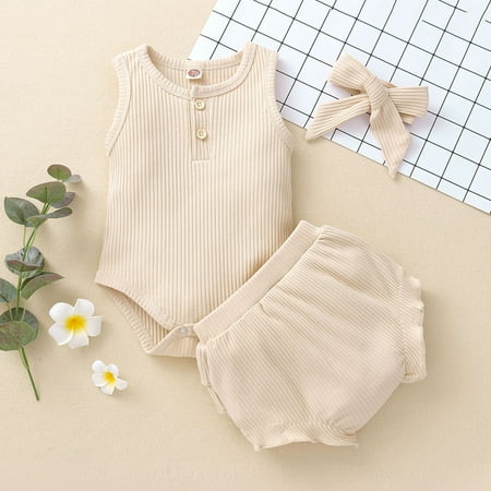 AURIGATE Newborn Infant Baby Girl Sleeveless Solid Romper Bodysuit+Ruffles Shorts Outfits Clearance
AURIGATE Newborn Infant Baby Girl Sleeveless Solid Romper Bodysuit+Ruffles Shorts Outfits Clearance
