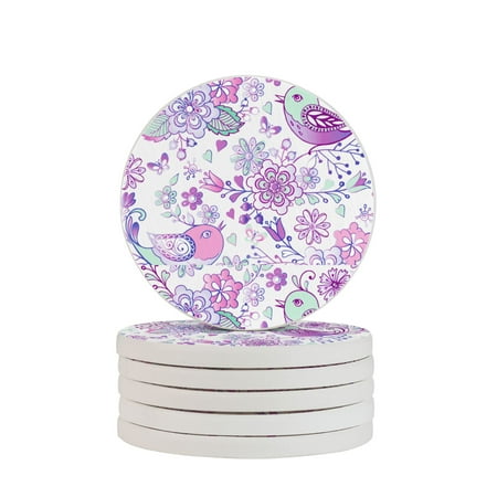 Circular Drink Coasters Set Cute Seamless Pattern With Birds And Flowers Beautiful Home Decor Diatomite Heat-Resistant Diatomite Protect Table Countertop 
Circular Drink Coasters Set Cute Seamless Pattern With Birds And Flowers Beautiful Home Decor Diatomite Heat-Resistant Diatomite Protect Table Countertop
