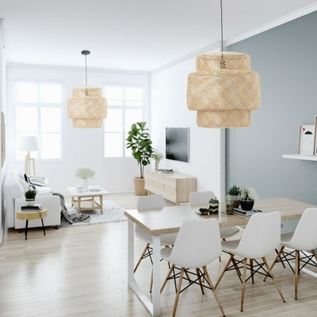 EMUST Bamboo Pendant Lamp Hand-woven Lighting Natural Finish 1 Lamp