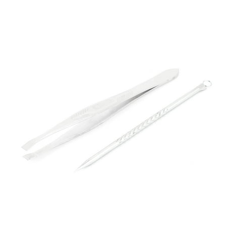 Blackhead Acne Needle Pimple Extractor Eyebrow Tweezer Set 2 in 1