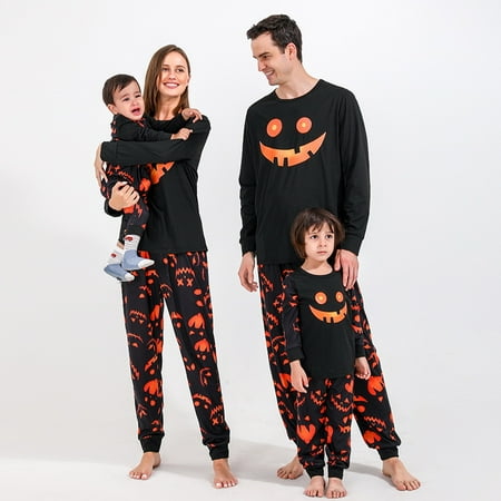 Lesome Family Matching Pajamas Sets Pumpkin Parent-Child Nightwear Sets