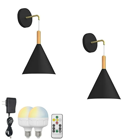 FSLiving Color Changing RGB Mode Wall Sconce Wireless Remote Control Lamps Rechargeable Battery Run Dimmable Modern Design Wood Black Metal Light Fixture for Stairways Nightstand - Set of 2
FSLiving Color Changing RGB Mode Wall Sconce Wireless Remote Control Lamps Rechargeable Battery Run Dimmable Modern Design Wood Black Metal Light Fixture for Stairways Nightstand - Set of 2