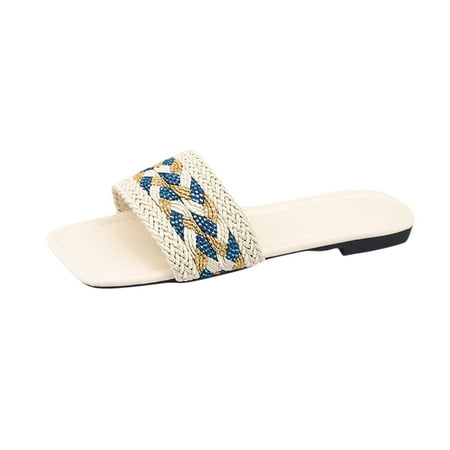 YanHoo Women s Flat Sandals Square Toe Knit Band Slip-on Sandals Summer Beach Casual Slide Shoes
YanHoo Women s Flat Sandals Square Toe Knit Band Slip-on Sandals Summer Beach Casual Slide Shoes
