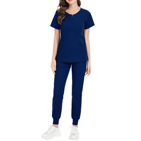 Sksloeg Scrubs Set for Women Tops Zipper 4-Way Stretch Scrub Sets Top and Jogger Pants V-Neck Short Sleeve Workwear Navy XL
Sksloeg Scrubs Set for Women Tops Zipper 4-Way Stretch Scrub Sets Top and Jogger Pants V-Neck Short Sleeve Workwear Navy XL