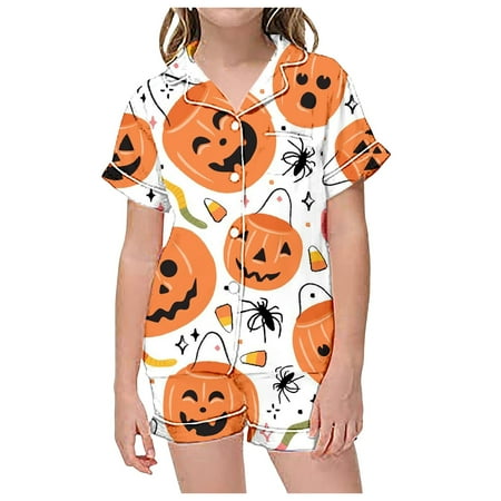 Xijirk Children s Leisure Halloween Printed Button Collar Short Sleeved Top Shorts Pajama Set-Dark Blue-8-9 Years
Xijirk Children s Leisure Halloween Printed Button Collar Short Sleeved Top Shorts Pajama Set-Dark Blue-8-9 Years