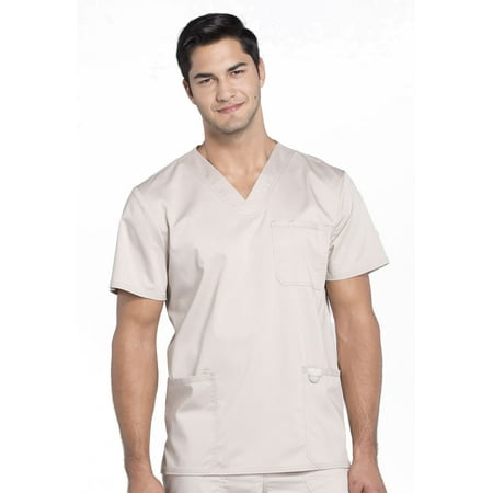 Cherokee Workwear Revolution Scrubs Top for Men V-Neck WW670 L Khaki