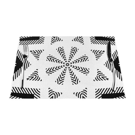 ZNDUO Placemats 4 PCS Heat Resistant Stain Resistant Woven PVC Insulation Placemats Durable Washable Elegant Table Mats for Dining-Black & White Geometry 18 x12
ZNDUO Placemats 4 PCS Heat Resistant Stain Resistant Woven PVC Insulation Placemats Durable Washable Elegant Table Mats for Dining-Black & White Geometry 18 x12