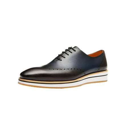 

Santimon Men Leather Dress Shoes Classic Brogue Oxford Shoes Casual Business Shoes Black 9.5 US